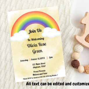 Regenbogen-Baby (Gold) Babyshower-Einladung Einladung