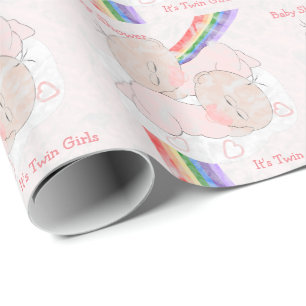 Regenbogen-Baby-Party Zwillingsmädchen Custom Geschenkpapier