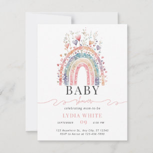 Regenbogen-Baby-Shower-Einladung Boho-Baby-Shower Mitteilungskarte