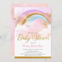 Regenbogen-Babypartymädchen-Pastellrosagold