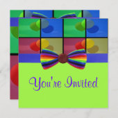 Regenbogen-Ballon-Geburtstags-Feier Einladung (Vorne/Hinten)