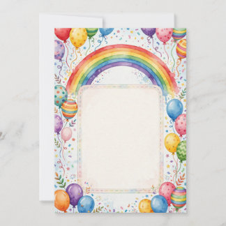 Regenbogen-Ballon-Kinder-Geburtstags-Einladung Einladung