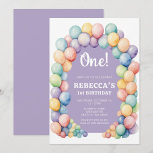 Regenbogen-Ballonbogen Geburtstag jedes Alters Einladung