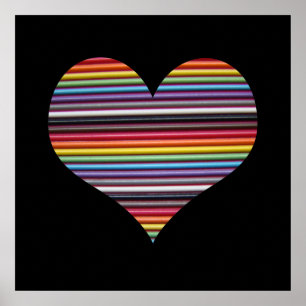 Regenbogen-Bandkabel-Herzwandposter Poster