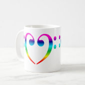 Regenbogen-Bassschlüssel-Herz Kaffeetasse (Vorderseite Links)