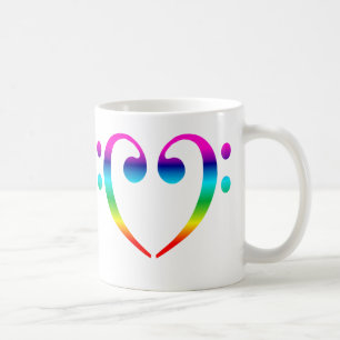Regenbogen-Bassschlüssel-Herz Kaffeetasse