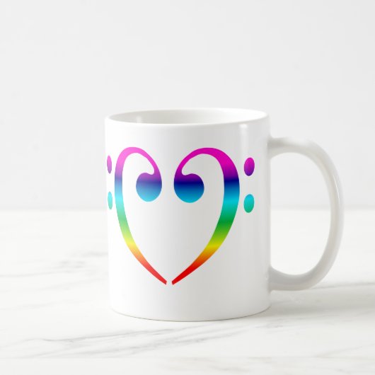 Regenbogen-Bassschlüssel-Herz Kaffeetasse (Rechts)