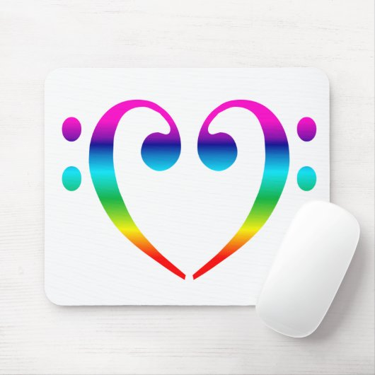 Regenbogen-Bassschlüssel-Herz Mousepad (Mit Mouse)