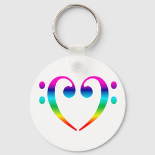 Regenbogen-Bassschlüssel-Herz Schlüsselanhänger