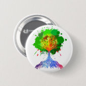 Regenbogen-Baum des Lebens Button (Vorne & Hinten)