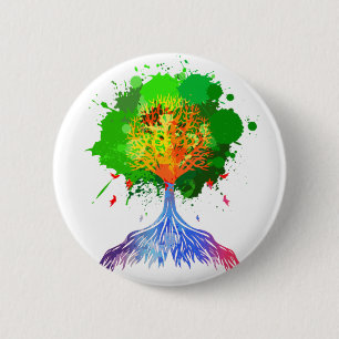 Regenbogen-Baum des Lebens Button