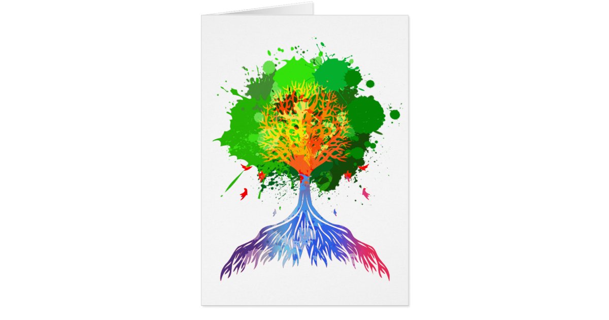 regenbogenbaum des lebens karte  zazzle