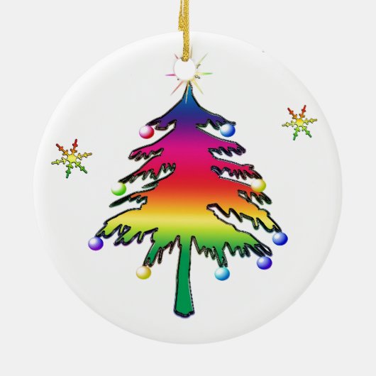 Regenbogen-Baum-Verzierung Keramik Ornament (Hinten)
