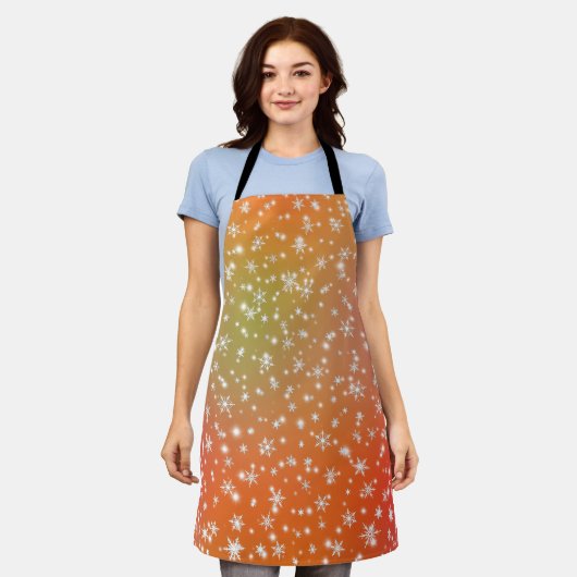 Regenbogen Baumwolle Candy Cloud mit Schneeflocken Schürze (Getragen)