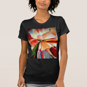Regenbogen-Begonie Blumen-Aquarell Originalkunst T-Shirt
