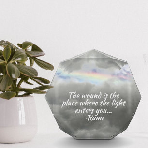 Regenbogen bei Stormy Sky Rumi Zitat Fotoblock