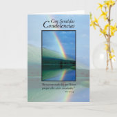 Regenbogen-Beileid, spanisches religiöses Karte (Gelbe Blume)