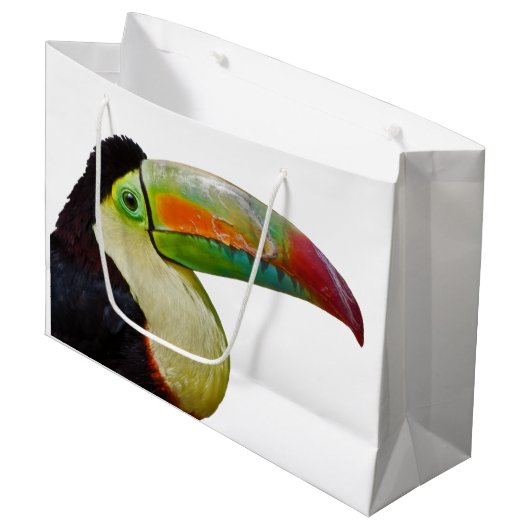 Regenbogen-Berechnete Toucan Geschenk-Tasche Große Geschenktüte (Vorderseite Schrägansicht)