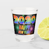 Regenbogen beschriftet "2020 GUTEN RUTSCH INS NEUE Schnapsglas (Vorderseite)