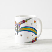 Regenbogen-Biene-Blumen-Glitter-Funkel-Klassischer Kaffeetasse (VorderseiteRechts)