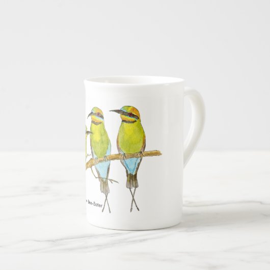 Regenbogen Biene-Esser Vogel-Tasse Porzellantasse (Vorderseite Rechts)