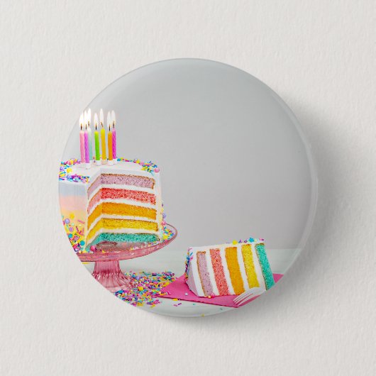 Regenbogen Birthday Cake Button (Vorderseite)