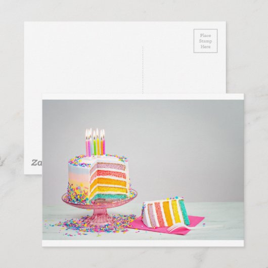 Regenbogen Birthday Cake Postkarte (Vorne/Hinten)