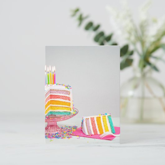 Regenbogen Birthday Cake Postkarte (Stehend Vorderseite)