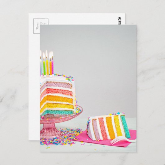 Regenbogen Birthday Cake Postkarte (Vorne/Hinten)