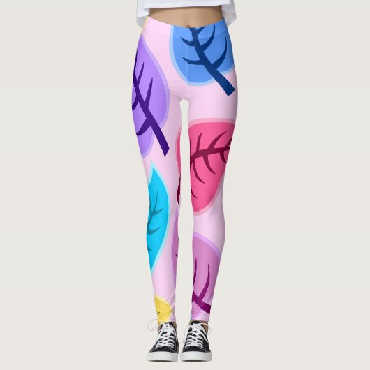 Regenbogen-Blätter Leggings (Vorderseite)