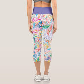 Regenbogen-Blattmuster Capri Leggings (Rückseite)