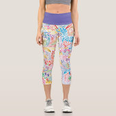 Regenbogen-Blattmuster Capri Leggings (Vorderseite)