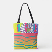 Regenbogen Blau Floral Tasche (Rückseite)