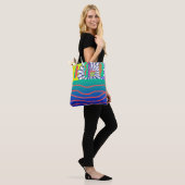 Regenbogen Blau Floral Tasche (Am Model)