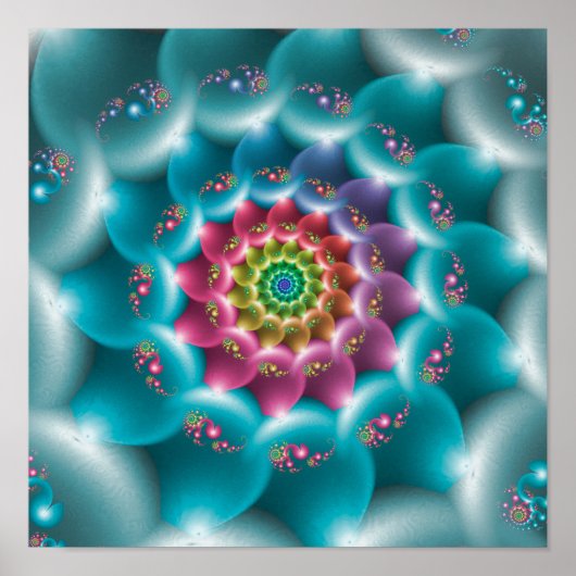 Regenbogen Blau Spirale Poster (Vorne)