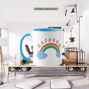 Regenbogen, Blaue Wasserfarbe und benutzerdefinier Tasse