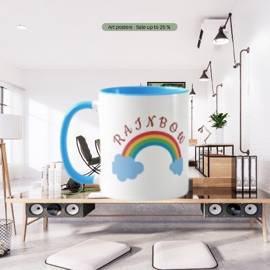 Regenbogen, Blaue Wasserfarbe und benutzerdefinier Tasse