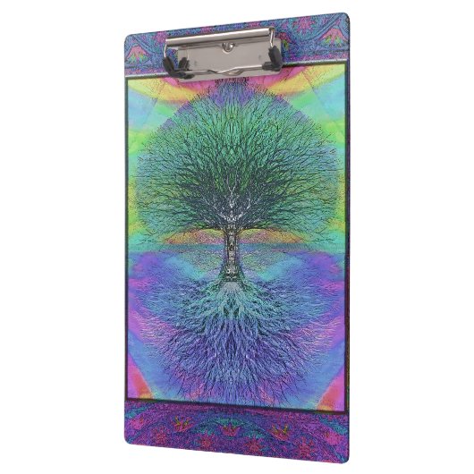 Regenbogen-blauer und grüner gefärbt Baum Klemmbrett (Links)