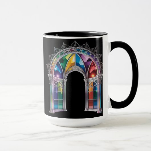 Regenbogen-Bleiglasbogen — Gotischer Dom Wind Tasse (Rechts)