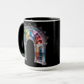 Regenbogen-Bleiglasbogen — Gotischer Dom Wind Tasse (Vorderseite Links)