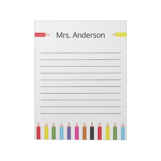Regenbogen Bleistift Lehrer Notizblock (Rotiert)