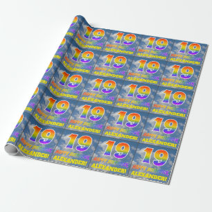 Regenbogen-Blick "19" u. "ALLES GUTE ZUM Geschenkpapier