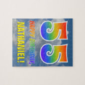 Regenbogen-Blick "55" u. "ALLES GUTE ZUM Puzzle (Horizontal)