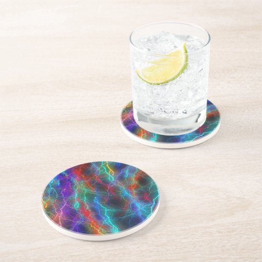 Regenbogen-Blitz Getränkeuntersetzer (Seite)
