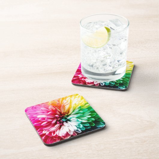Regenbogen-Blume Getränkeuntersetzer (Rechte Seite)