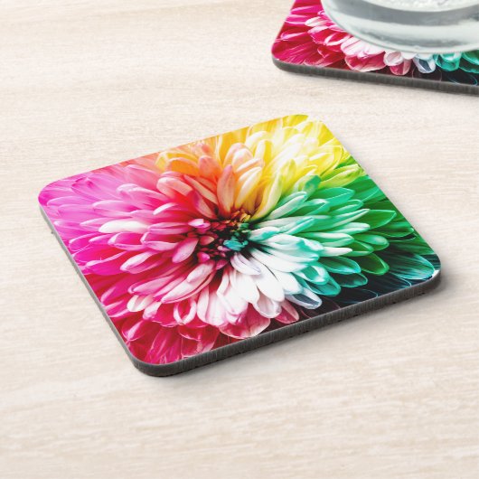 Regenbogen-Blume Getränkeuntersetzer (Linke Seite)