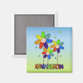 Regenbogen-Blume Magnet (Vorderseite/Rückseite)