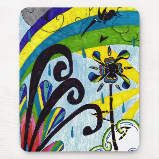 Regenbogen-Blume Mousepad (Vorne)