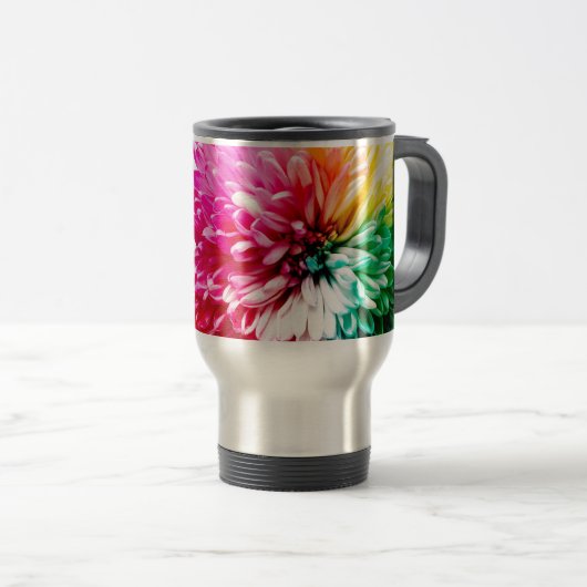 Regenbogen-Blume Reisebecher (VorderseiteRechts)