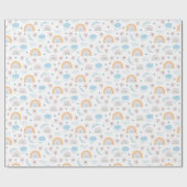 Regenbogen, Blume und Wolkenumrandungspapier Geschenkpapier (Flach)